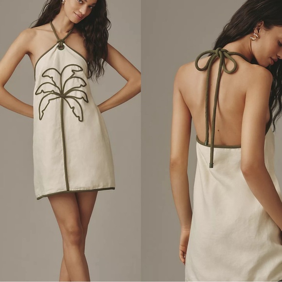 FARM Rio Dresses & Skirts - Farm Rio Coconut Halter Linen Mini Dress